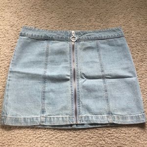 Light denim mini skirt